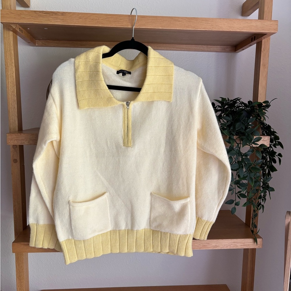 Papermoon Yellow and Cream Polo Sweater
